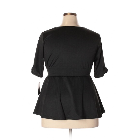 Kiyonna Women Top Black 3X Posh Ponte Peplum Style Sweetheart Neck Fit and Flare - Picture 5 of 8